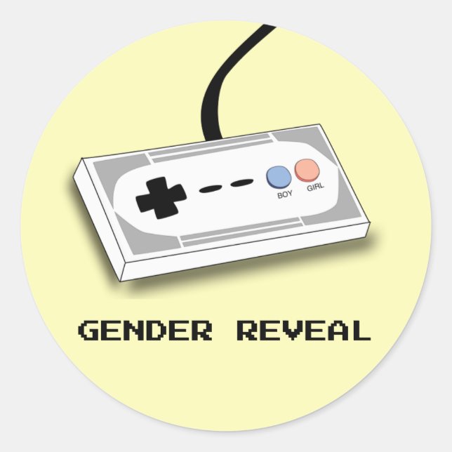 Gender Reveal Gamer Controller Boy Girl Classic Round Sticker (Front)