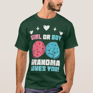 Gender Reveal Grandma Loves You Pink And Blue Maca T-Shirt