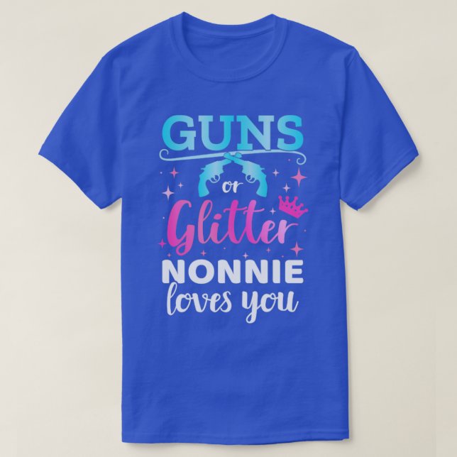 Gender reveal guns or glitter nonnie matching baby T-Shirt (Design Front)