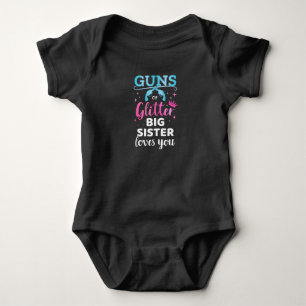 Gender reveal guns or glitter sister baby party bodysuit