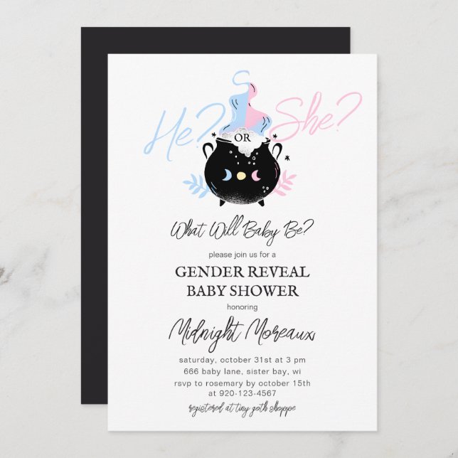 Gender Reveal Halloween Baby Shower Invitation (Front/Back)