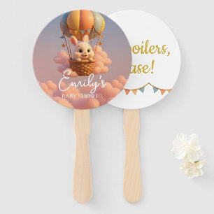 Gender Reveal Hand Fan, Bunny Balloon Neutral Team Fan