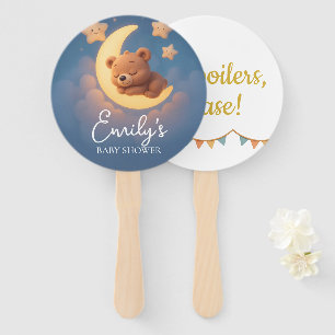 Gender Reveal Hand Fan, Teddy Bear. Neutral Team Fan