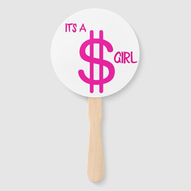 Gender reveal hand fans dollar sign baby shower (Front)