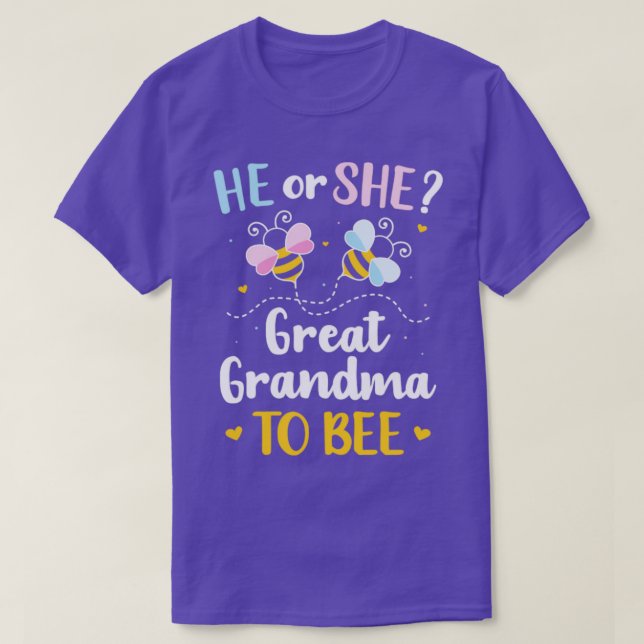 Gender reveal he or she great grandma matching bab T-Shirt (Design Front)