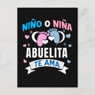 Gender Reveal in Spanish Announcement Postcard