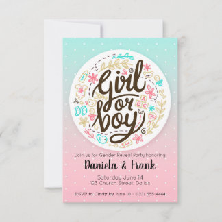 Gender Reveal Invitation Baby Shower Boy or Girl