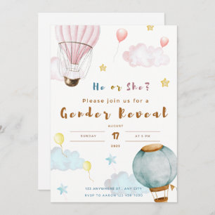 gender reveal invitation balloon cloud