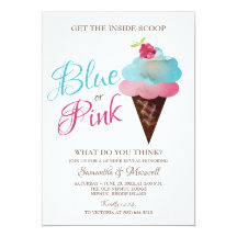 Gender Reveal Invitation BLUE OR PINK Ice Cream