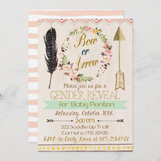 Gender Reveal Invitation, Bows or Arrows, Tribal Invitation