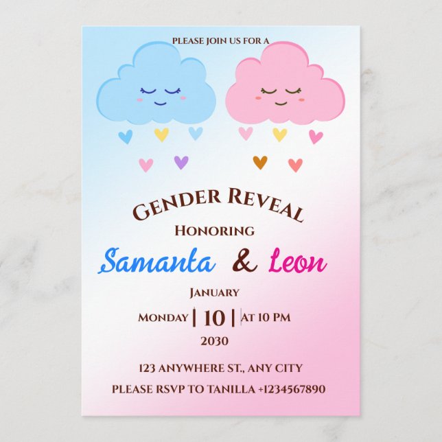 Gender Reveal Invitation Card (Front)