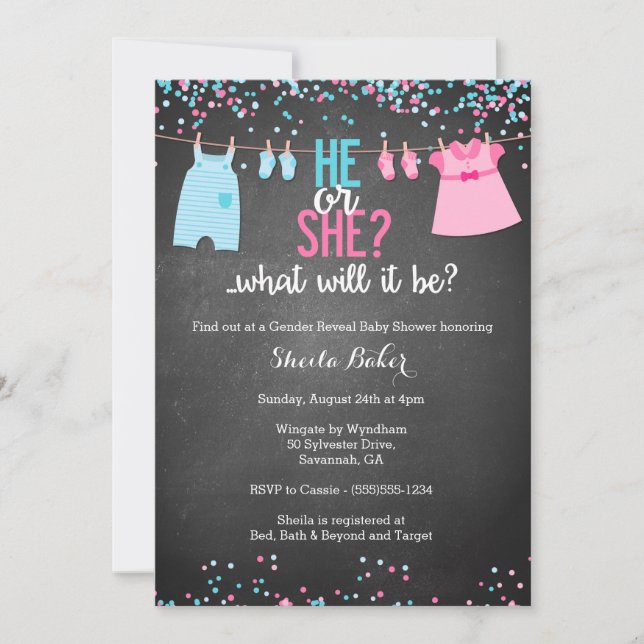 Gender Reveal Invitation for Baby Shower (Front)