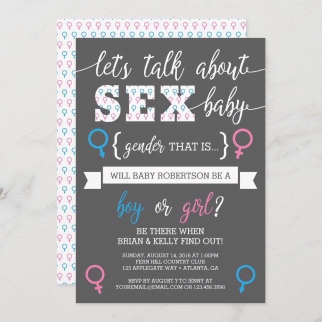 Gender Reveal Invitation, Let's Talk About Gender Invitation (Front/Back)