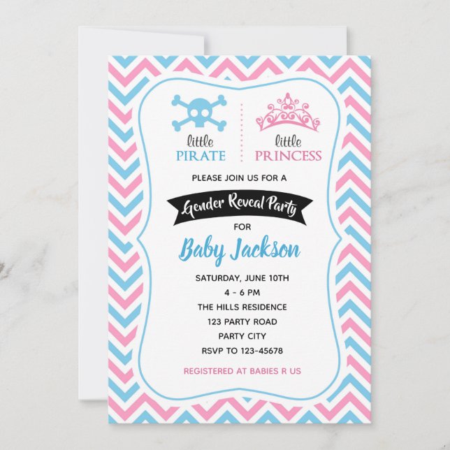 Gender Reveal Invitations (Princess or Pirate) (Front)
