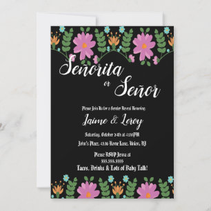 Gender Reveal Mexican Floral Greenery Invitation