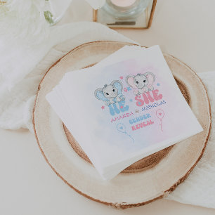 Gender Reveal Modern Pink Blue Napkin