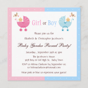 Gender Reveal Party Babies in Strollers Invitation