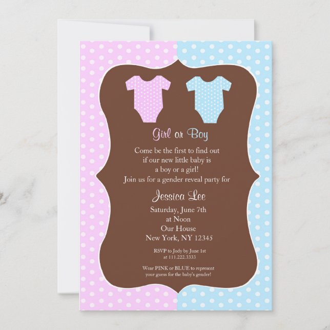 Gender Reveal Party Baby Shower Invitation (Front)