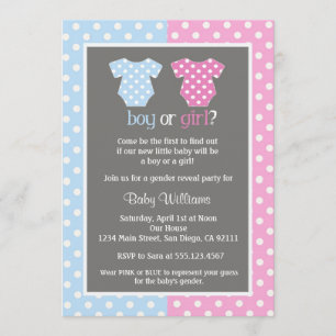 Gender Reveal Party Baby Shower Invitations