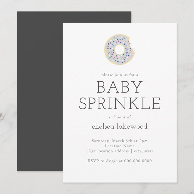 Gender Reveal Party Baby Sprinkle Doughnut Invitat Invitation (Front/Back)