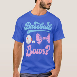 Gender Reveal Party Baseball Or Bows Pregnant Preg T-Shirt