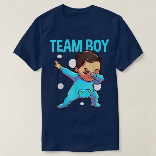Gender Reveal Party Blue Baby Announcement Team Bo T-Shirt (Design Front)