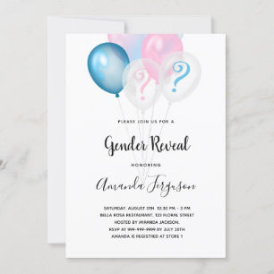 Gender reveal party blue pink boy girl invitation