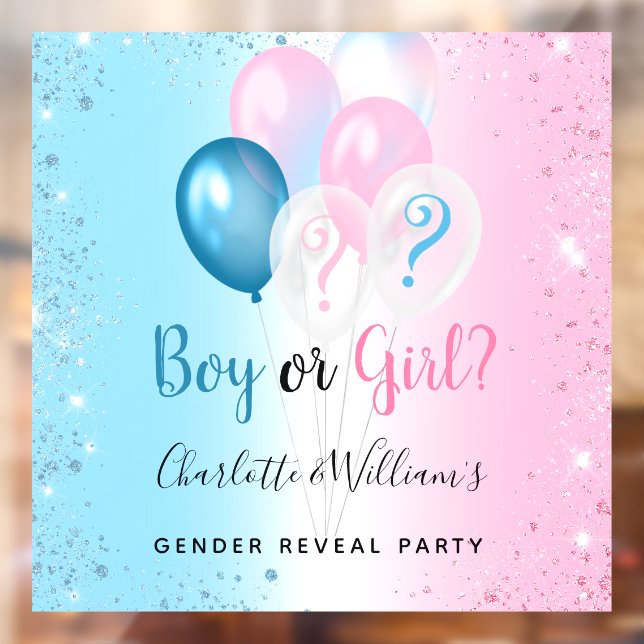 Gender reveal party boy girl blue pink balloons (Sheet 2)
