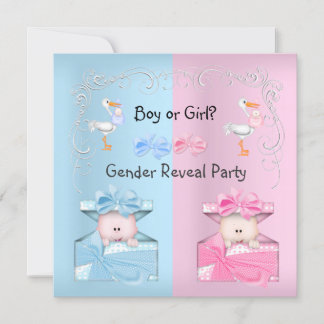 Gender Reveal Party Boy or Girl Blue & Pink Invitation