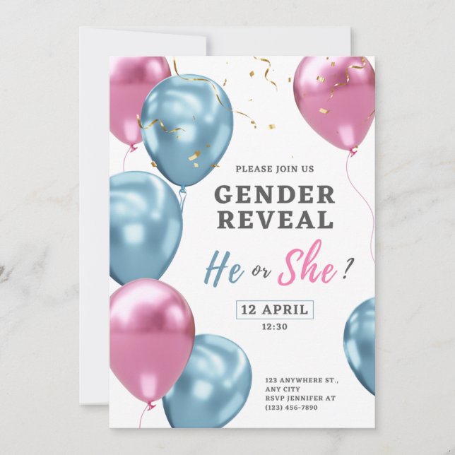 gender reveal party,boy or girl invitation (Front)