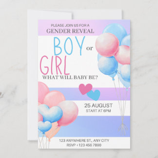 gender reveal party,boy or girl,pink and blue holiday card