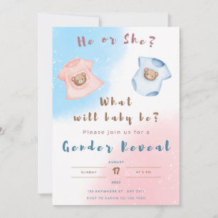 gender reveal party,boy or girl,pink and blue  holiday card