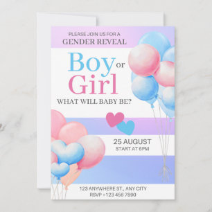 gender reveal party,boy or girl,pink and blue  holiday card