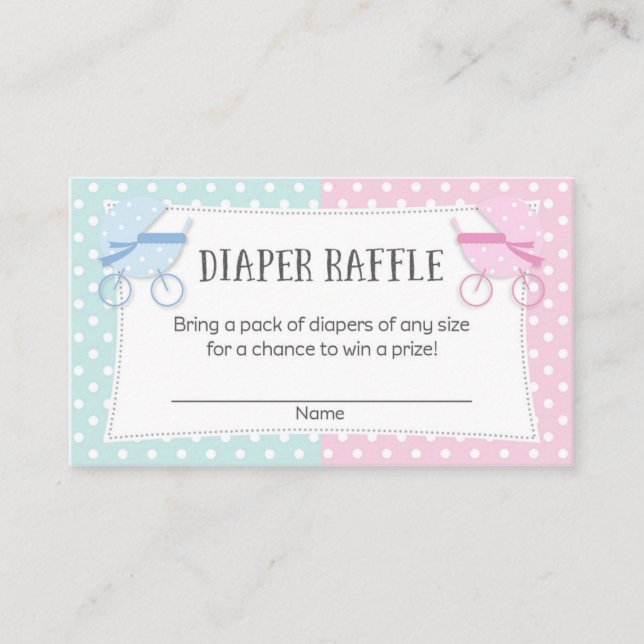 Gender Reveal Party Diaper Raffle Tickets Enclosure Card (Front)