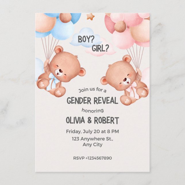 gender reveal party enclosure card (Front)