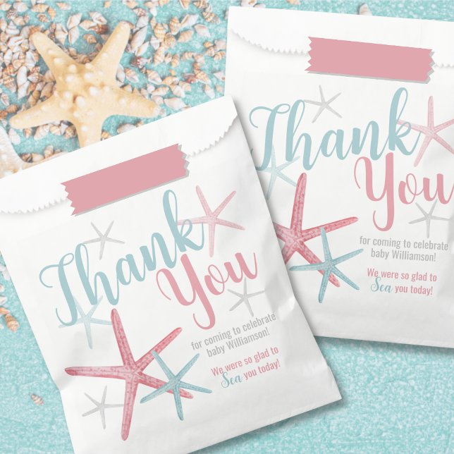 Gender Reveal Party Favour Bag (Pink Blue Coastal Beach Summer Gender Reveal Party Favor Bag)