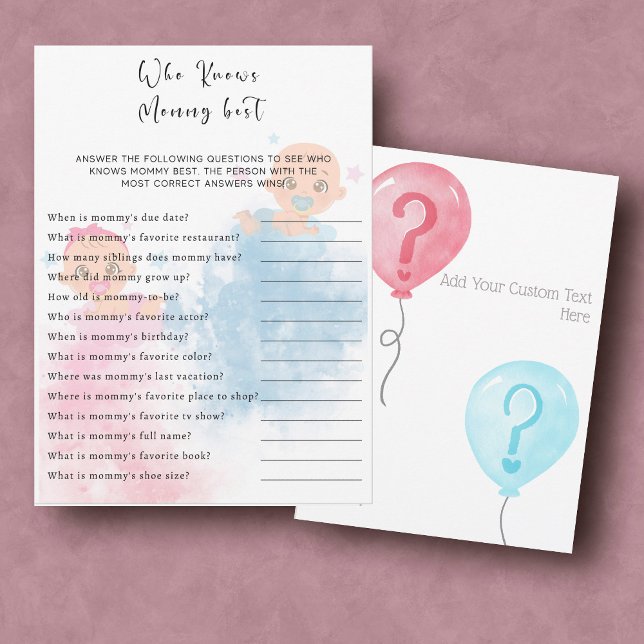 Gender Reveal Party Game Card (Creator Uploaded)
