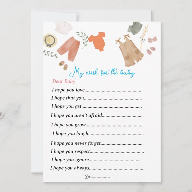 Gender reveal party games wishes for the baby  holiday card (Front)