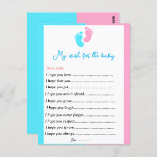 Gender reveal party games wishes for the baby postcard