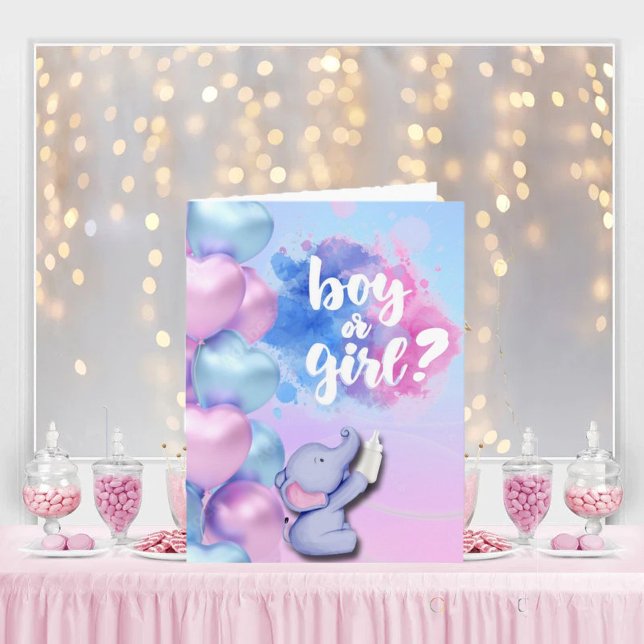 gender reveal party greeting card invitation (Creator Uploaded)