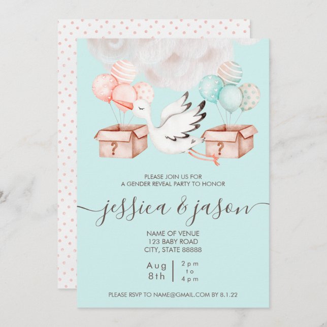 Gender Reveal Party Invitation (Front/Back)