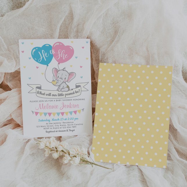 Gender Reveal Party Invitation Elephant (Creator Uploaded)