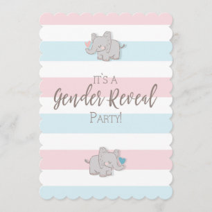 Gender Reveal Party Invitation Elephant & Stripes