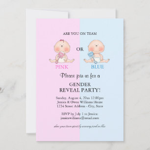 Gender Reveal Party Invitation-Pink or Blue Invitation