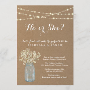 Gender Reveal Party Invitation  - Rustic Kraft