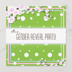 Gender Reveal Party Invitation - Team Green - Dots