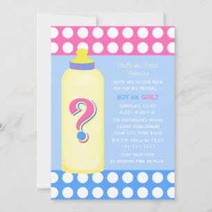 Gender Reveal Party Invitations Baby Bottle