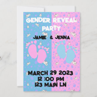 GENDER REVEAL PARTY INVITE WITH BUNNYS