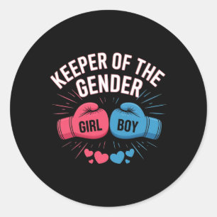 Gender Reveal Party Keeper Of Gender Boxing Pink O Classic Round Sticker