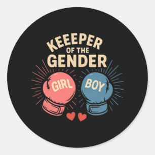 Gender Reveal Party Keeper Of Gender Boxing Pink O Classic Round Sticker